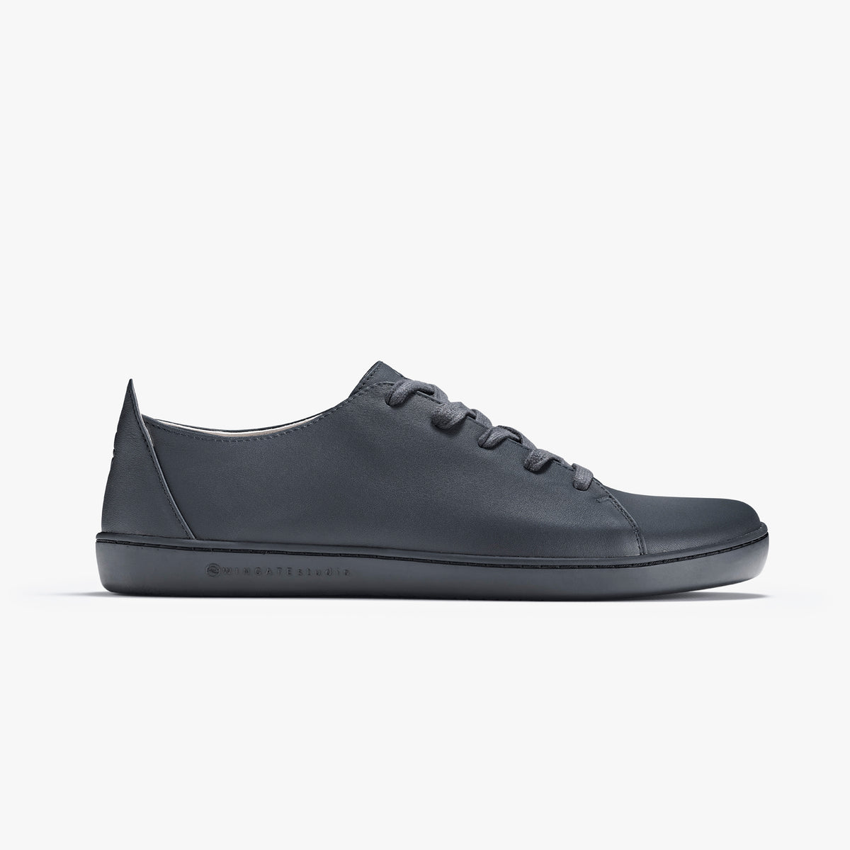 Wingate Studio Purbeck 8 black leather barefoot shoes side view